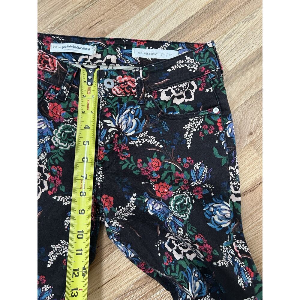 Anthropologie Pilcro Floral Print Cigarette Skinny Jeans 27 Black Fairy Boho - Picture 8 of 11